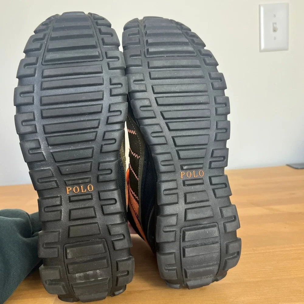 Polo Ralph Lauren Men Mountain Trail Hillingdon Hiking Boots Olive Orange‎ Black